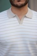 Erkek Kısa Kollu çizgi Desenli örme Kumaş Tshirt resmi